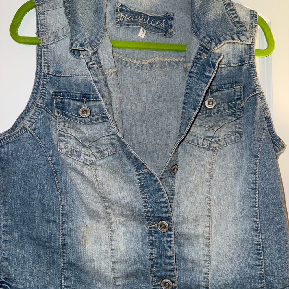 Maurices Light Blue Denim Vest